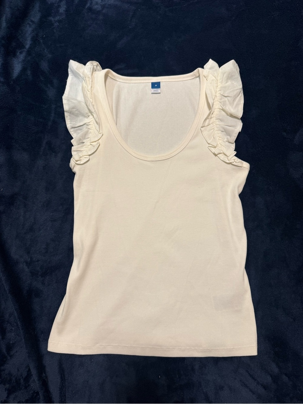 Old Navy Cream Ruffle Shoulder Tank